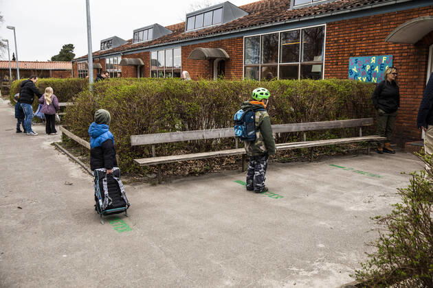 Stengaard Skole i Gladsaxe Kommune modtager de foerste elever efter genaabningen, onsdag den 15. april 2020.. , Denmark Copyright: ÓlafurxSteinarxRyexGestsson ÓlafurxSteinarxGestssonx COP103 spdk20200415-084347-L