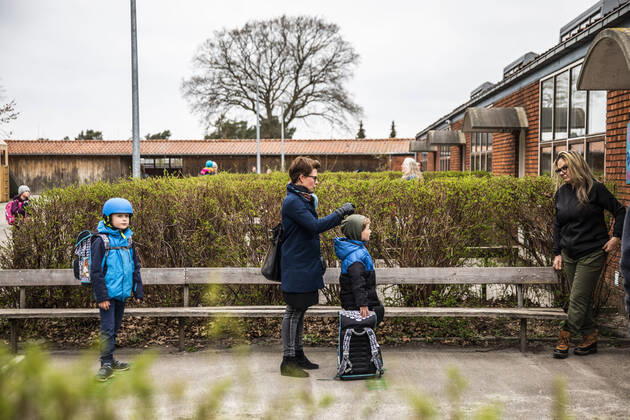 Stengaard Skole i Gladsaxe Kommune modtager de foerste elever efter genaabningen, onsdag den 15. april 2020.. , Denmark Copyright: ÓlafurxSteinarxRyexGestsson ÓlafurxSteinarxGestssonx COP103 spdk20200415-084409-L