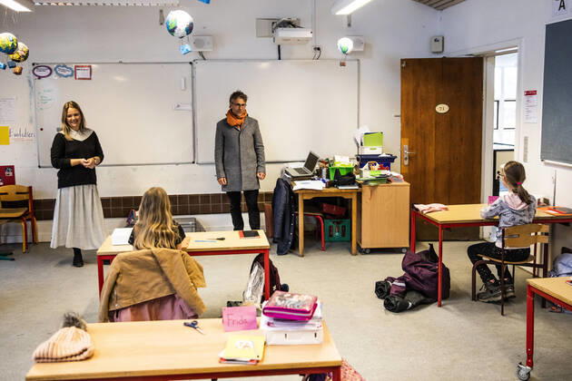 Stengaard Skole i Gladsaxe Kommune modtager de foerste elever efter genaabningen, onsdag den 15. april 2020.. , Denmark Copyright: ÓlafurxSteinarxRyexGestsson ÓlafurxSteinarxGestssonx COP103 spdk20200415-084431-L
