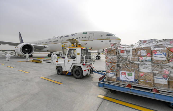 (200415) -- YINCHUAN, April 15, 2020 -- Photo taken on April 15, 2020 shows the donated medical supplies to be transported to the Saudi Arabia in Yinchuan, capital of northwest China s Ningxia Hui Autonomous Region. A team of medical experts with medical supplies left for Saudi Arabia on Wednesday morning to assist its ongoing efforts in the fight against COVID-19. ) CHINA-YINCHUAN-SAUDI ARABIA-COVID-19-MEDICAL TEAM-DEPARTURE (CN) FengxKaihua 