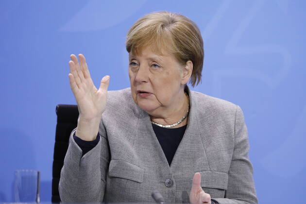 Bundeskanzlerin Angela Merkel, Deutschland, Berlin, Bundeskanzleramt, Pressekonferenz von Bundeskanzlerin Merkel im Anschluss an das Gespräch mit den Regierungschefinnen und -chefs der Länder im Zusammenhang mit dem Coronavirus , 15.04.2020