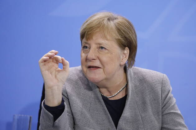 Bundeskanzlerin Angela Merkel, Deutschland, Berlin, Bundeskanzleramt, Pressekonferenz von Bundeskanzlerin Merkel im Anschluss an das Gespräch mit den Regierungschefinnen und -chefs der Länder im Zusammenhang mit dem Coronavirus , 15.04.2020