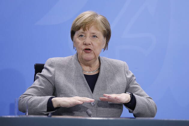 Bundeskanzlerin Angela Merkel, Deutschland, Berlin, Bundeskanzleramt, Pressekonferenz von Bundeskanzlerin Merkel im Anschluss an das Gespräch mit den Regierungschefinnen und -chefs der Länder im Zusammenhang mit dem Coronavirus , 15.04.2020