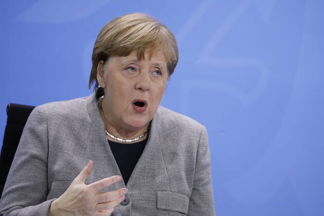 Bundeskanzlerin Angela Merkel, Deutschland, Berlin, Bundeskanzleramt, Pressekonferenz von Bundeskanzlerin Merkel im Anschluss an das Gespräch mit den Regierungschefinnen und -chefs der Länder im Zusammenhang mit dem Coronavirus , 15.04.2020