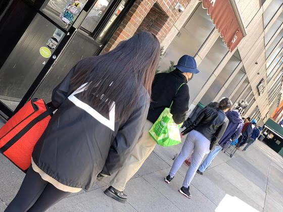 April 15, 2020, New York, New York, USA: Trader JoeÃ¢â‚¬â ¢s New York during CORONA VIRUS COVID-19 PANDEMIC. March saw a record sales drop with so many closed stores. Total sales, which include retail purchases in stores and internet as well as dollars spent at bars and restaurants, lost 8.7 percent compared to February 2020..April 15, 2020 New York USA - ZUMAm57_ 20200415_zaf_m57_034 Copyright: xJohnxMarshallxMantelx