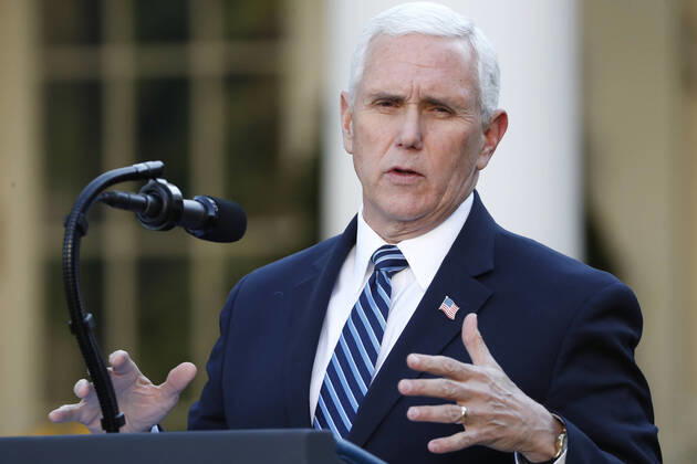 US Vice President Mike Pence speaks during the Coronavirus Task Force briefing on the COVID-19 pandemic in the Rose Garden at the White House in Washington, DC, USA, 15 April 2020. Copyright: xPoolxviaxCNPx xMediaPunchx