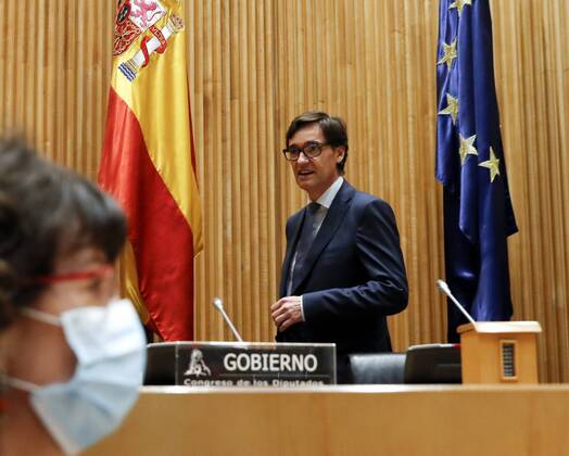 Spanish Health Minister, Salvador Illa, during his weekly appearance before the Health Commission to inform about the coronavirus situation at Parliament in Madrid, Spain, 16 April 2020. Spanish Health Minister appears before Health Commission at Parliament !ACHTUNG: NUR REDAKTIONELLE NUTZUNG!  Copyright: xBallesterosx GRAF1463 20200416-637226408545069751