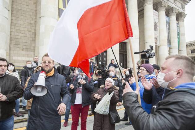 Entrepreneurs Strike against so called the Anti-crisis shield indroduced by the Law ans Jusitce government Pawel Tanajno. Entrepreneurs Strike against so called the Anti-crisis shield indroduced by the Law ans Jusitce government due to the coronavirus outbreak on April 15, 2020 in Warsaw, Poland. EN_01424803_0001 