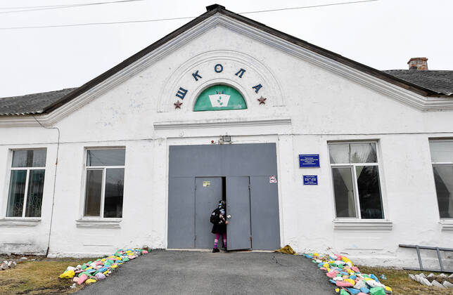 PRIMORYE TERRITORY, RUSSIA - APRIL 16, 2020: A view of No 8 Comprehensive School in the village of Nezhino, some 40 km north of Vladivostok. After moving to online schooling due to the COVID-19 pandemic, educational institutions in the Primorye Territory are switching back to classroom teaching, with underfilled schools being the first to welcome pupils. Yuri Smityuk TASS  TS0D5F33