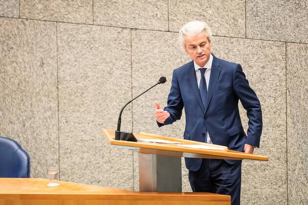 DEN HAAG, 16-04-2020, Debate about the coronavirus in Dutch Parliament. PVV Member of parliament Geert Wilders Debate about the coronavirus in Dutch Parliament  x7828077x Copyright: