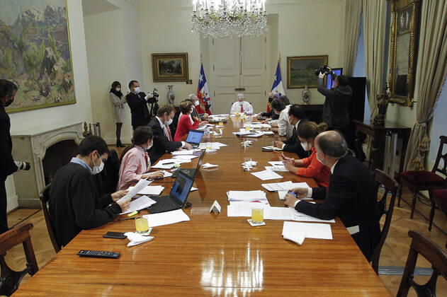 Santiago, 16 April 2020 President Sebastian Pinera heads a new meeting of the coronavirus emergency committee Dragomir Yankovic Aton Chile, Santiago Chile Aton 412278  Copyright: DRAGOMIRxYANKOVIC ATONxCHILE