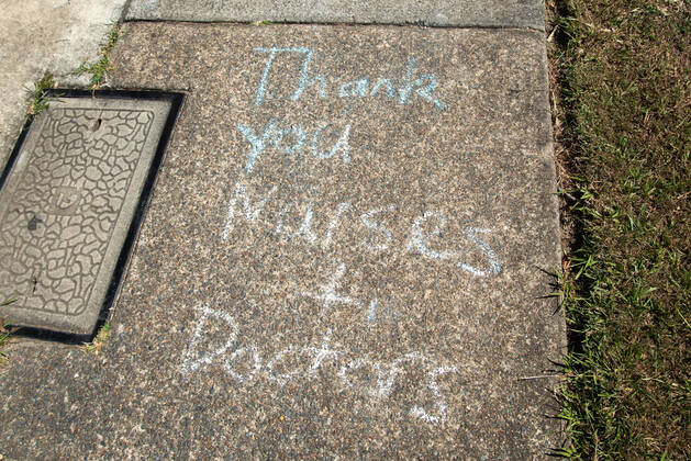 April 16, 2020, Queensland, Australia: A graffiti with a message saying Thank you nurses plus doctors during Coronavirus crisis..Australian states including Queensland take strict new lockdown rules to stop the spread of Covid-19. Queensland Australia - ZUMAs197 20200416_zaa_s197_021 Copyright: xFlorentxRolsx