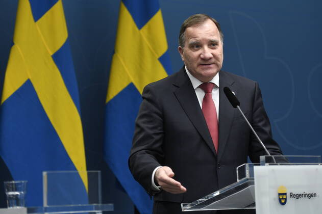 Swedish Prime Minister Stefan Lofven speaks during a news conference on the coronavirus disease COVID 19 situation, in Stockholm, Sweden April 16, 2020 Stockholm Sweden x11950x,  Copyright: xAlixLorestani xTTx SWE PM LOFVEN