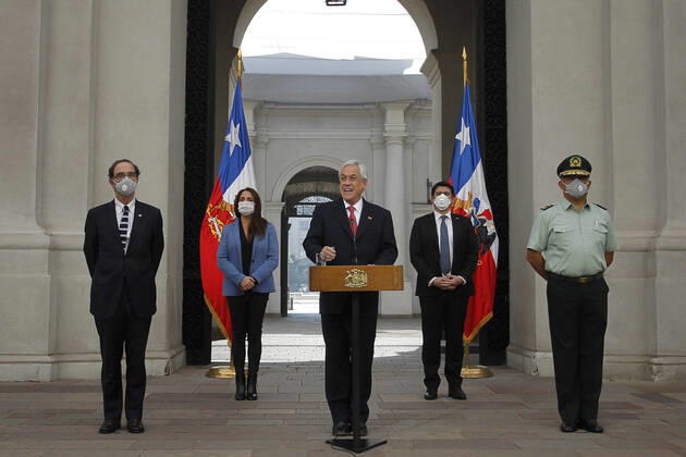 Santiago, April 16, 2020 The President of the Republic, Sebastian Pinera, promulgates the Pardon Law, at the Palacio de La Moneda Dragomir Yankovic Aton Chile, Santiago Chile Aton 412459  Copyright: DRAGOMIRxYANKOVIC ATONxCHILE