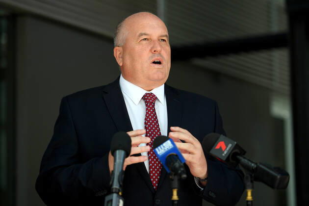 RUBY PRINCESS INVESTIGATION POLICE PRESSER, NSW Police Minister David Elliot addresses media during a press conference at NSW Police Headquarters at Parramatta, Sydney, Friday, April 17, 2020. ( NO ARCHIVING, EDITORIAL USE ONLY, NO USE IN BOOKS WITHOUT CONSENT SYDNEY NSW AUSTRALIA  Copyright: xDANxHIMBRECHTSx 20200417001463884793