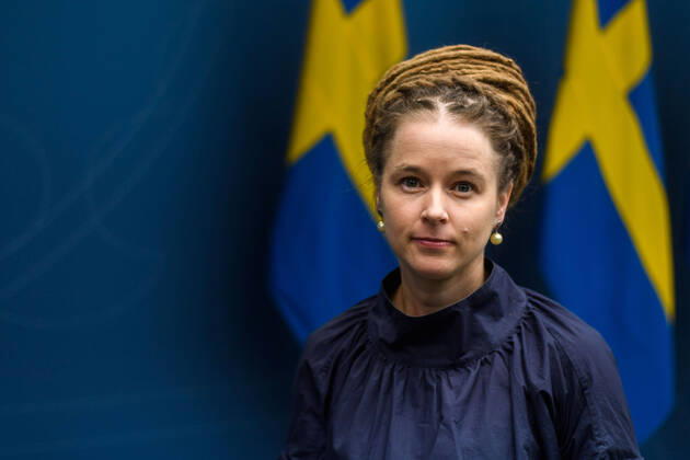 News Bilder des Tages 200417 Amanda Lind, Swedish minister of Sport and Culture, pose for a portrait after a press conference with the government of Sweden regarding the coronavirus, Covid-19, on April 17, 2020 in Stockholm. Photo: Maxim ThorÃ BILDBYRAN kod MT bbeng presskonferens regeringen politik corona virus coronaviruset covid-19 press conference public events coronavirus porträtt Copyright: MAXIMxTHORE 47195899st