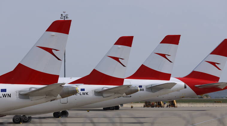 Flughafen Wien Schwechat - AUA - AUSTRIAN Wien, Flughafen, 17. 04. 2020 AUA Maschinen am Boden, Austrian Flugbetrieb eingestellt