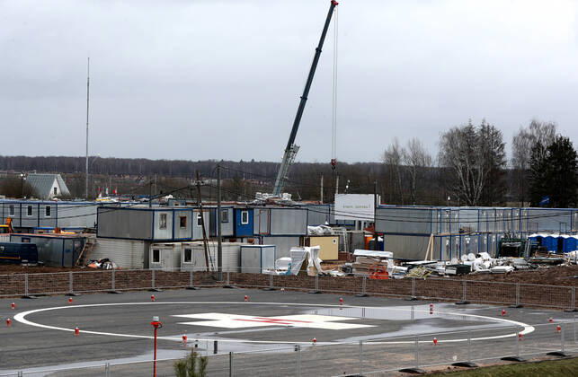 MOSCOW, RUSSIA - APRIL 17, 2020: A view of a new infectious diseases hospital for COVID-19 coronavirus patients in the village of Voronovskoye. Vladimir Gerdo TASS  TS0D6235