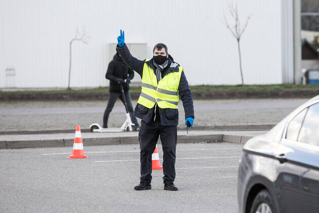 2020-04-17 Vilnius Lithuania. Drive-in cinema opens in Vilnius during quarantine. No more two people allowed in one car, it is forbidden to open car windows. Vilnius Lithuania  Copyright: xJuliusxKalinskasx drive in cinema vilnius auto