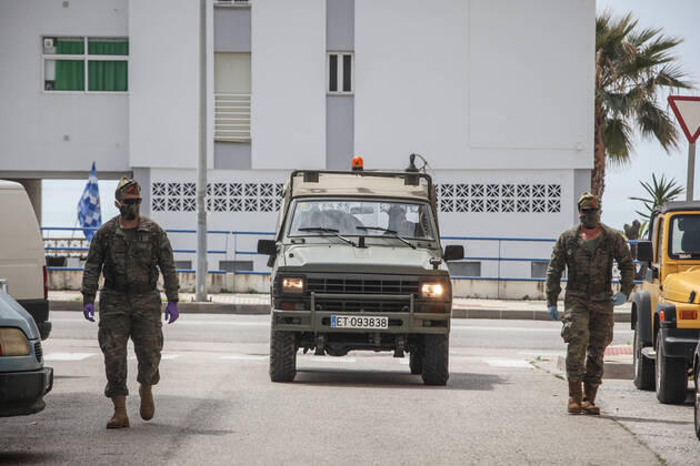 April 17, 2020: April 17, 2020 (Malaga) The lightweight group of Ronda cavalry of the third of the Legion is carrying out the tasks of surveillance in the town of RincoÂ³n de la Victoria by rural areas, streets and beaches. - ZUMAc161 20200417_zap_c161_009 Copyright: xLorenzoxCarnerox