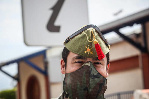 April 17, 2020: April 17, 2020 (Malaga) The lightweight group of Ronda cavalry of the third of the Legion is carrying out the tasks of surveillance in the town of RincoÂ³n de la Victoria by rural areas, streets and beaches. - ZUMAc161 20200417_zap_c161_013 Copyright: xLorenzoxCarnerox