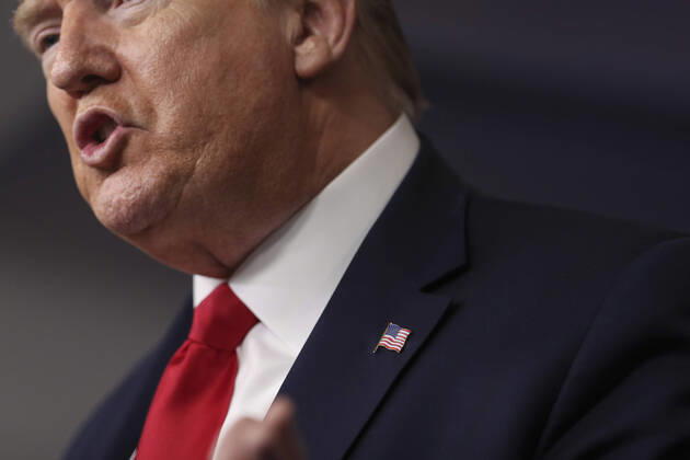 April 17, 2020, Washington, District of Columbia, USA: United States President Donald J. Trump speaks during a press briefing with members of the coronavirus task force in the Brady Press Briefing Room of the White House on April 17, 2020 in Washington, DC Washington USA - ZUMAs152 20200417_zaa_s152_035 Copyright: xOliverxContrerasx
