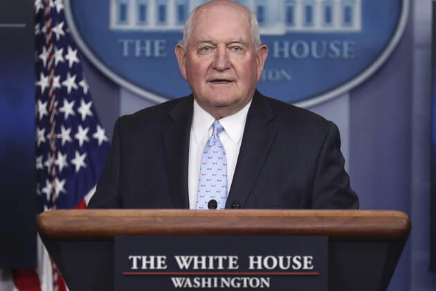 April 17, 2020, Washington, District of Columbia, USA: United States Secretary of Agriculture Sonny Perdue speaks during a press briefing with members of the coronavirus task force in the Brady Press Briefing Room of the White House on April 17, 2020 in Washington, DC Washington USA - ZUMAs152 20200417_zaa_s152_053 Copyright: xOliverxContrerasx
