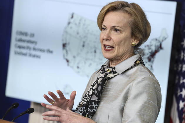 April 17, 2020, Washington, District of Columbia, USA: Dr. Deborah L. Birx, White House Coronavirus Response Coordinator speaks during a press briefing with members of the coronavirus task force in the Brady Press Briefing Room of the White House on April 17, 2020 in Washington, DC Washington USA - ZUMAs152 20200417_zaa_s152_059 Copyright: xOliverxContrerasx