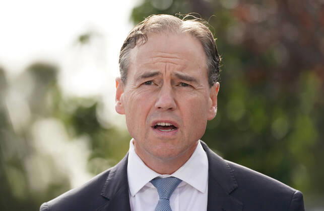 GREG HUNT COVID-19 PRESSER, Australian Health Minister Greg Hunt speaks to the media during a press conference outside of the Mornington Medical Centre in Mornington, Sunday, April 19, 2020. Hunt announced the Australian Government has secured more than three million additional doses of seasonal influenza vaccines and the arrival of 58 million protective face masks that will help provide essential protection for frontline health workers at risk of COVID-19. ( NO ARCHIVING, EDITORIAL USE ONLY, NO USE IN BOOKS WITHOUT CONSENT MELBOURNE VIC AUSTRALIA  Copyright: xSCOTTxBARBOURx 20200419001464194202