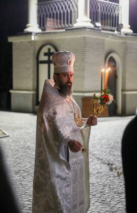 The Autocephalous Orthodox Church did not comply with the restrictions caused by the coronavirus outbreak Procession with the New Flame in the parish of the Saint Jan Klimak Russian Orthodox Church on April 19, 2020 in Warsaw, Poland. Despite the appeal of the Polish state authorities, the Autocephalous Orthodox Church did not comply with restrictions, because it is subject to the Church in Moscow, which allowed masses and processions in Poland and in other countries. EN_01425204_0019 