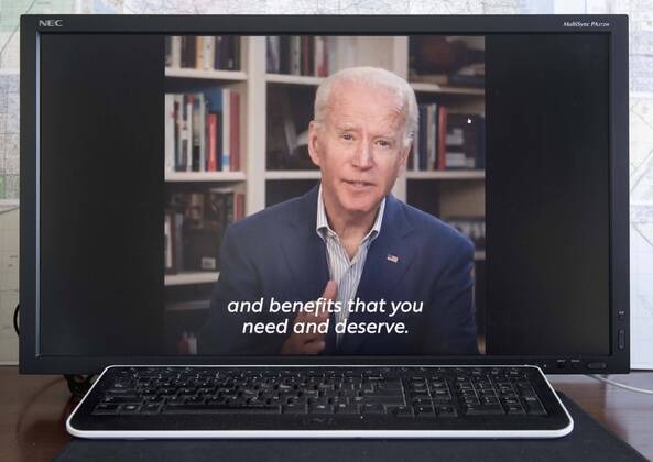 April 19, 2020 - Wilmington, Delaware, U.S. - A screen grab of Vice President JOE BIDEN offering up his thanks to the men and women on the front lines of the fight against the coronavirus pandemic. Wilmington U.S. - ZUMAce6_ 20200419_zaf_ce6_005 Copyright: xBrianxCahnx