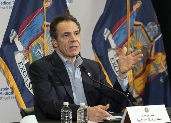 Governor Andrew Cuomo daily brieifng on COVID-19 Governor Andrew Cuomo conducts daily briefing to media on COVID-19 pandemic at The Feinstein Institute for Medical Research of Northwell Health Manhasset New York United States Copyright: LevxRadin