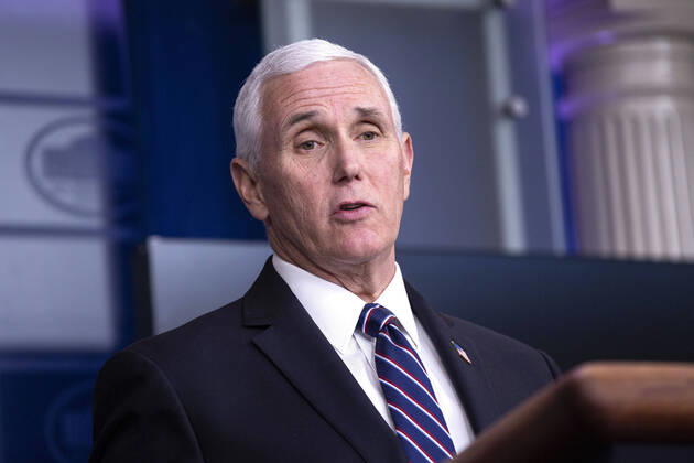 April 19, 2020, Washington, District of Columbia, USA: United States Vice President Mike Pence delivers remarks on the Coronavirus pandemic during a news conference in the James S. Brady Press Briefing room at the White House in Washington D.C., U.S., on Sunday April 19, 2020. Speaker of the United States House of Representatives Nancy Pelosi (Democrat of California) stated that lawmakers are close to a deal with United States Secretary of the Treasury Steven T. Mnuchin regarding a second round of small business loans for businesses impacted by Coronavirus. Credit: CNP Washington USA - ZUMAs152 20200419_zaa_s152_068 Copyright: xStefanixReynoldsx
