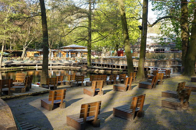 20.04.2020,Berlin,Deutschland,GER,die Stadt zu Zeiten der Corona Pandemie. CafÃ am Neuen See im Großen Tiergarten.