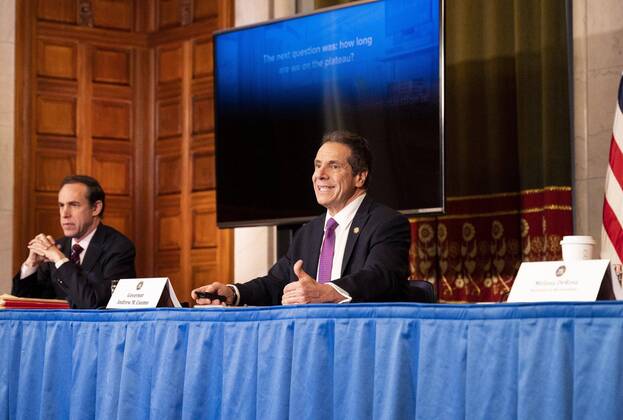 April 20, 2020, Albany, NY, U.S: April 20, 2020 - Albany, NY, United States: New York Governor ANDREW CUOMO (D) speaking at a press Conference at the State Capitol. Albany U.S. - ZUMAb161 20200420_zap_b161_004 Copyright: xMichaelxBrochsteinx