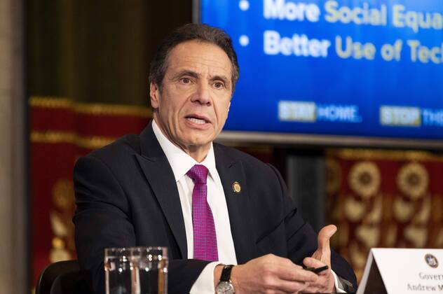 April 20, 2020, Albany, NY, U.S: April 20, 2020 - Albany, NY, United States: New York Governor ANDREW CUOMO (D) speaking at a press Conference at the State Capitol. Albany U.S. - ZUMAb161 20200420_zap_b161_006 Copyright: xMichaelxBrochsteinx