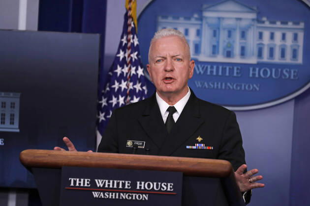 April 20, 2020, Washington, District of Columbia, USA: Admiral Brett Giroir, United States Assistant Secretary for Health, speaks during a news conference at the White House in Washington D.C., U.S. on Monday, April 20, 2020. .Credit: Pool via CNP Washington USA - ZUMAs152 20200420_zaa_s152_032 Copyright: xTasosxKatopodisx