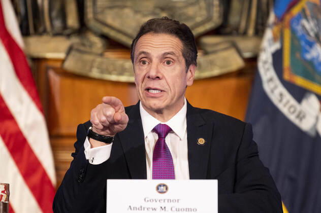 News Bilder des Tages April 20, 2020, Albany, NY, U.S: April 20, 2020 - Albany, NY, United States: New York Governor ANDREW CUOMO (D) speaking at a press Conference at the State Capitol. Albany U.S. - ZUMAb161 20200420_zap_b161_016 Copyright: xMichaelxBrochsteinx