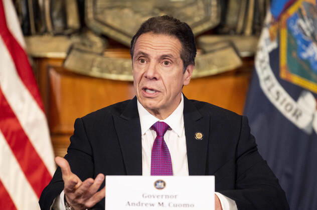 April 20, 2020, Albany, NY, U.S: April 20, 2020 - Albany, NY, United States: New York Governor ANDREW CUOMO (D) speaking at a press Conference at the State Capitol. Albany U.S. - ZUMAb161 20200420_zap_b161_017 Copyright: xMichaelxBrochsteinx