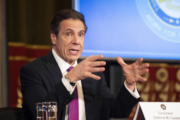 April 20, 2020, Albany, NY, U.S: April 20, 2020 - Albany, NY, United States: New York Governor ANDREW CUOMO (D) speaking at a press Conference at the State Capitol. Albany U.S. - ZUMAb161 20200420_zap_b161_018 Copyright: xMichaelxBrochsteinx