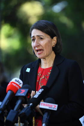GLADYS BEREJIKLIAN CORONAVIRUS PRESSER, NSW Premier Gladys Berejiklian speaks to the media during a press conference in Sydney, Tuesday, April 21, 2020. ( NO ARCHIVING, EDITORIAL USE ONLY, NO USE IN BOOKS WITHOUT CONSENT SYDNEY NSW AUSTRALIA  Copyright: xJOELxCARRETTx 20200421001464489387