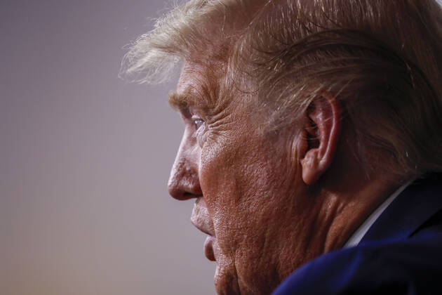 April 20, 2020, Washington, District of Columbia, USA: United States President Donald J. Trump speaks during a news conference at the White House in Washington D.C., U.S. on Monday, April 20, 2020. .Credit: Pool via CNP Washington USA - ZUMAs152 20200420_zaa_s152_049 Copyright: xTasosxKatopodisx
