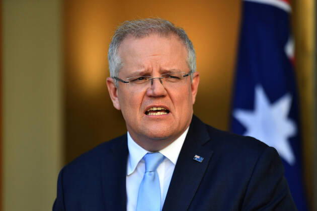 SCOTT MORRISON CORONAVIRUS UPDATE, Prime Minister Scott Morrison speaks to the media at a press conference in Canberra, Tuesday, April 21, 2020. ( NO ARCHIVING, EDITORIAL USE ONLY, NO USE IN BOOKS WITHOUT CONSENT Canberra ACT AUSTRALIA  Copyright: xMICKxTSIKASx 20200421001464521363