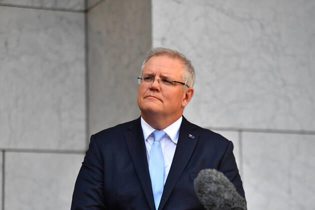 SCOTT MORRISON CORONAVIRUS UPDATE, Prime Minister Scott Morrison speaks to the media at a press conference in Canberra, Tuesday, April 21, 2020. ( NO ARCHIVING, EDITORIAL USE ONLY, NO USE IN BOOKS WITHOUT CONSENT Canberra ACT AUSTRALIA  Copyright: xMICKxTSIKASx 20200421001464521487