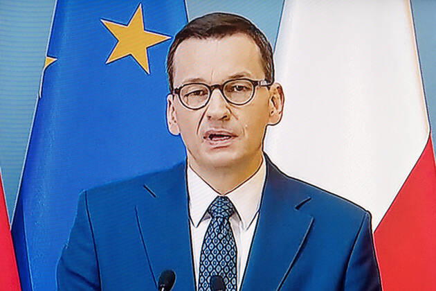 A virtual press conference of Poland s Prime Minister Mateusz Morawiecki and Ministers Jadwiga Emilewicz and Marlena Malag A virtual press conference of Poland s Prime Minister Mateusz Morawiecki and Ministers Jadwiga Emilewicz and Marlena Malag during the coronavirus outbreak on April 21, 2020 in Warsaw, Poland Poland s Prime Minister Mateusz Morawiecki 