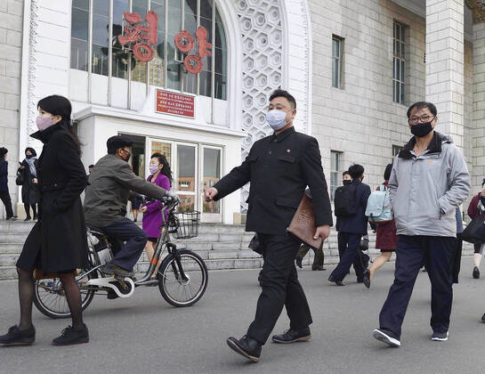 Scenes from Pyongyang People walk in Pyongyang on April 21, 2020, wearing masks amid concerns over the new coronavirus. CNN has reported that North Korean leader Kim Jong Un is in grave danger after surgery, citing a U.S. official with direct knowledge. 
