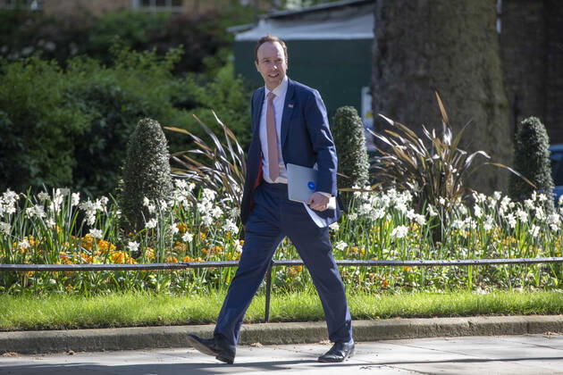. 21 04 2020. London, United Kingdom. Health Secretary Matt Hancock in Downing Street, London as the Coronavirus lockdown continues.  xi-Imagesx IIM-21046-0025