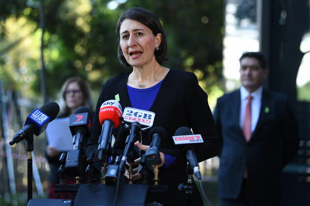 GLADYS BEREJIKLIAN CORONAVIRUS PRESSER, NSW Premier Gladys Berejiklian speaks to the media during a press conference in Sydney, Wednesday, April 22, 2020. ( NO ARCHIVING, EDITORIAL USE ONLY, NO USE IN BOOKS WITHOUT CONSENT SYDNEY NSW AUSTRALIA  Copyright: xJOELxCARRETTx 20200422001464652643