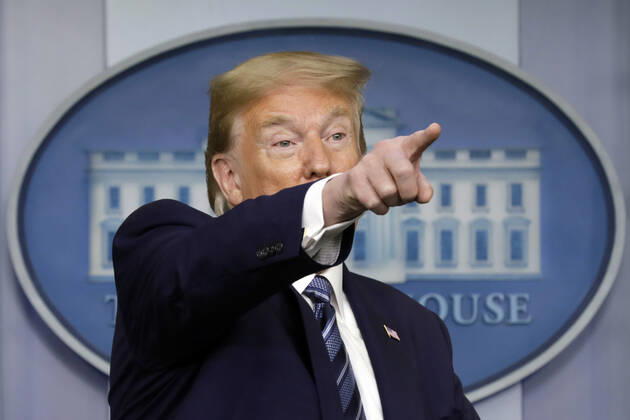 United States President Donald J. Trump speaks at the Coronavirus Task Force press briefing at the White House in Washington on April 21, 2020. Copyright: xGripasx xPoolxviaxCNPx xMediaPunchx