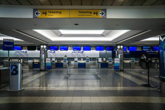 NYC: LaGuardia Airport LaGuardia Airport terminal B is completely empty due to the Coronavirus Pandemic. Queens New York United States Copyright: StevexSanchez